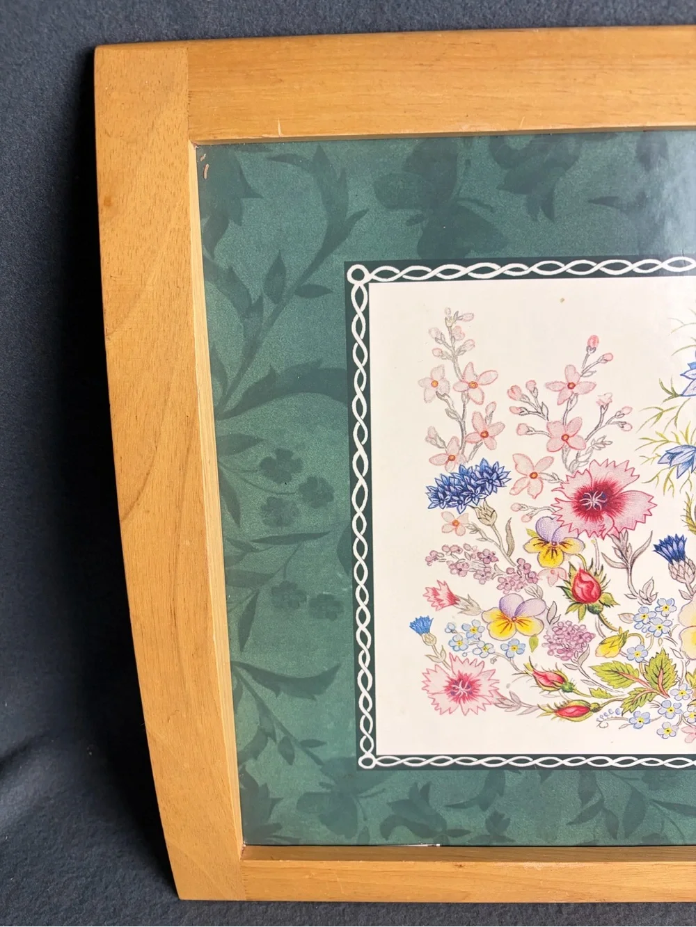Vintage Aynsley Wild Tudor Floral Serving Tray Framed Placemat Cottagecore Decor